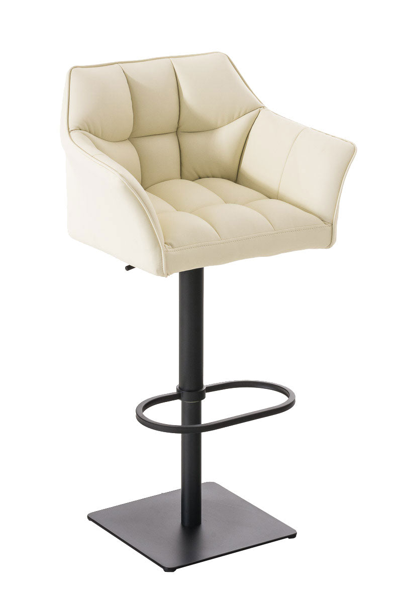 Moderne Barkruk - Elegante Stoel - 360° Draaibaar & Verstelbaar Kleur crème Onderstel Kleur zwart
