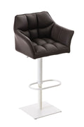 Moderne Barkruk - Elegante Stoel - 360° Draaibaar & Verstelbaar Kleur bruin Onderstel Kleur wit