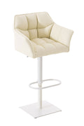 Moderne Barkruk - Elegante Stoel - 360° Draaibaar & Verstelbaar Kleur crème Onderstel Kleur wit