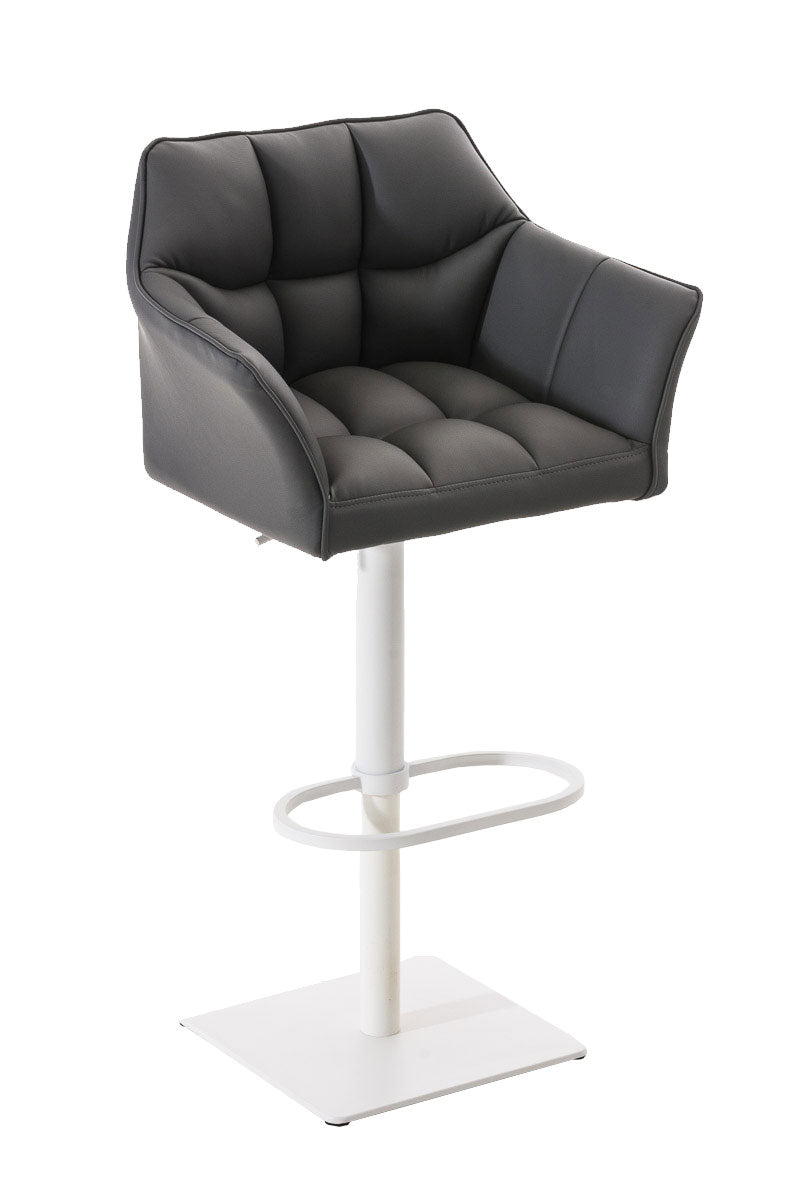 Moderne Barkruk - Elegante Stoel - 360° Draaibaar & Verstelbaar Kleur grijs Onderstel Kleur wit