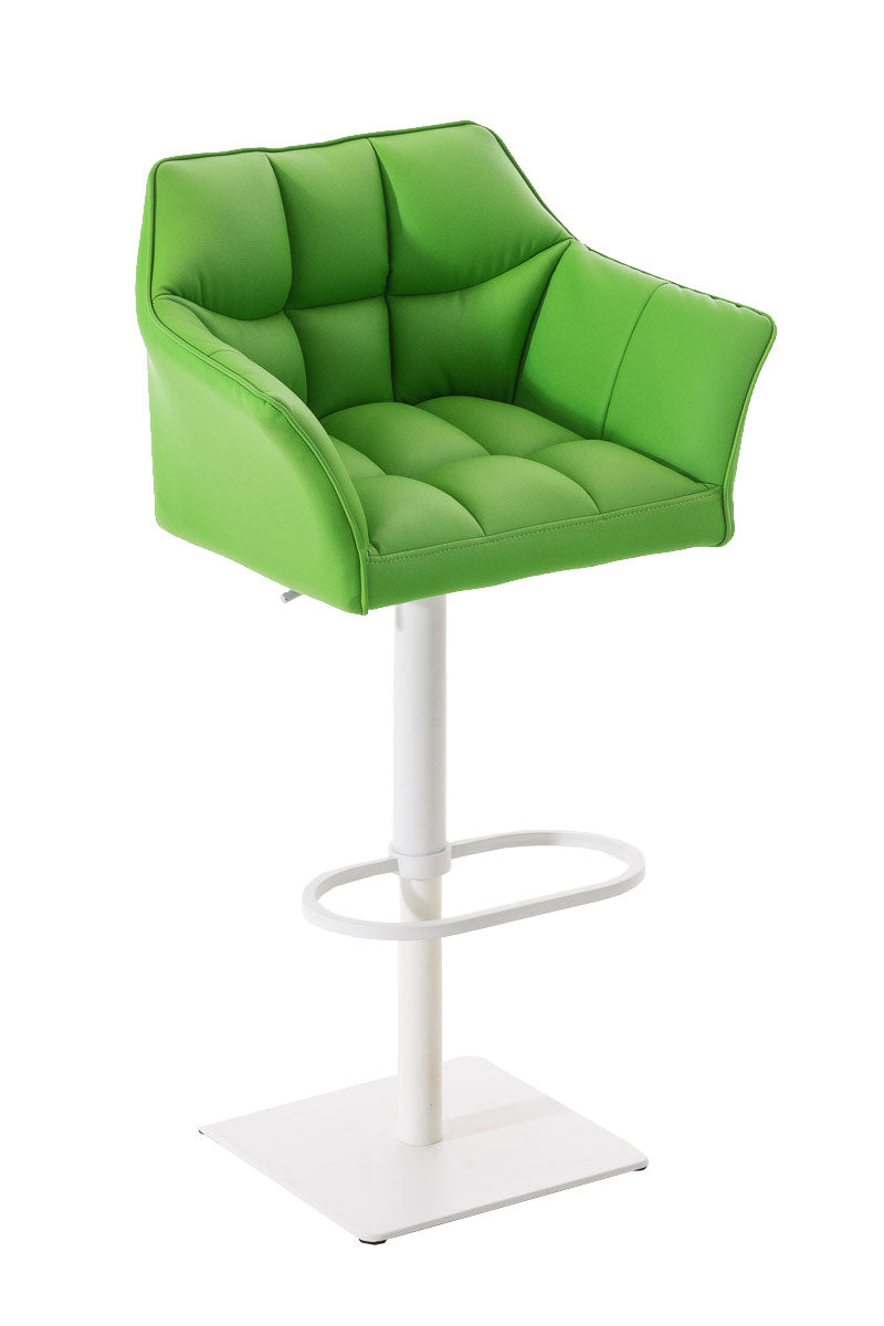 Moderne Barkruk - Elegante Stoel - 360° Draaibaar & Verstelbaar Kleur groen Onderstel Kleur wit