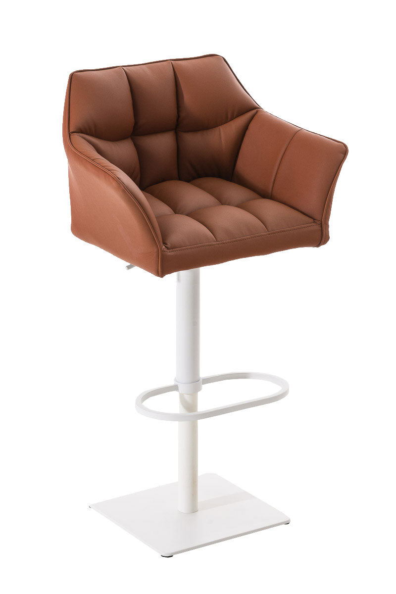 Moderne Barkruk - Elegante Stoel - 360° Draaibaar & Verstelbaar Kleur lichtbruin Onderstel Kleur wit