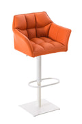 Moderne Barkruk - Elegante Stoel - 360° Draaibaar & Verstelbaar Kleur oranje Onderstel Kleur wit