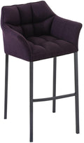 Barkruk met Stoffen Bekleding - Barstoel - Extra Comfort, Roestvrij Stalen Onderstel Kleur paars