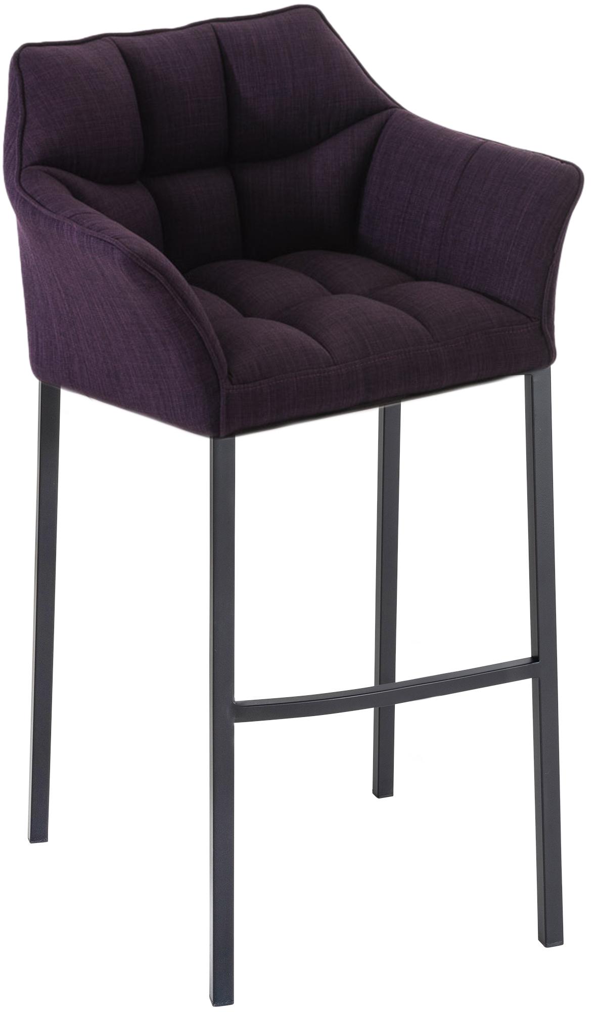Barkruk met Stoffen Bekleding - Barstoel - Extra Comfort, Roestvrij Stalen Onderstel Kleur paars