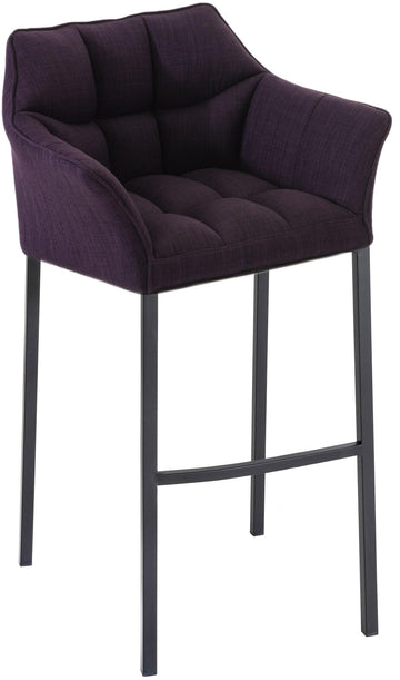 Barkruk met Stoffen Bekleding - Barstoel - Extra Comfort, Roestvrij Stalen Onderstel Kleur paars
