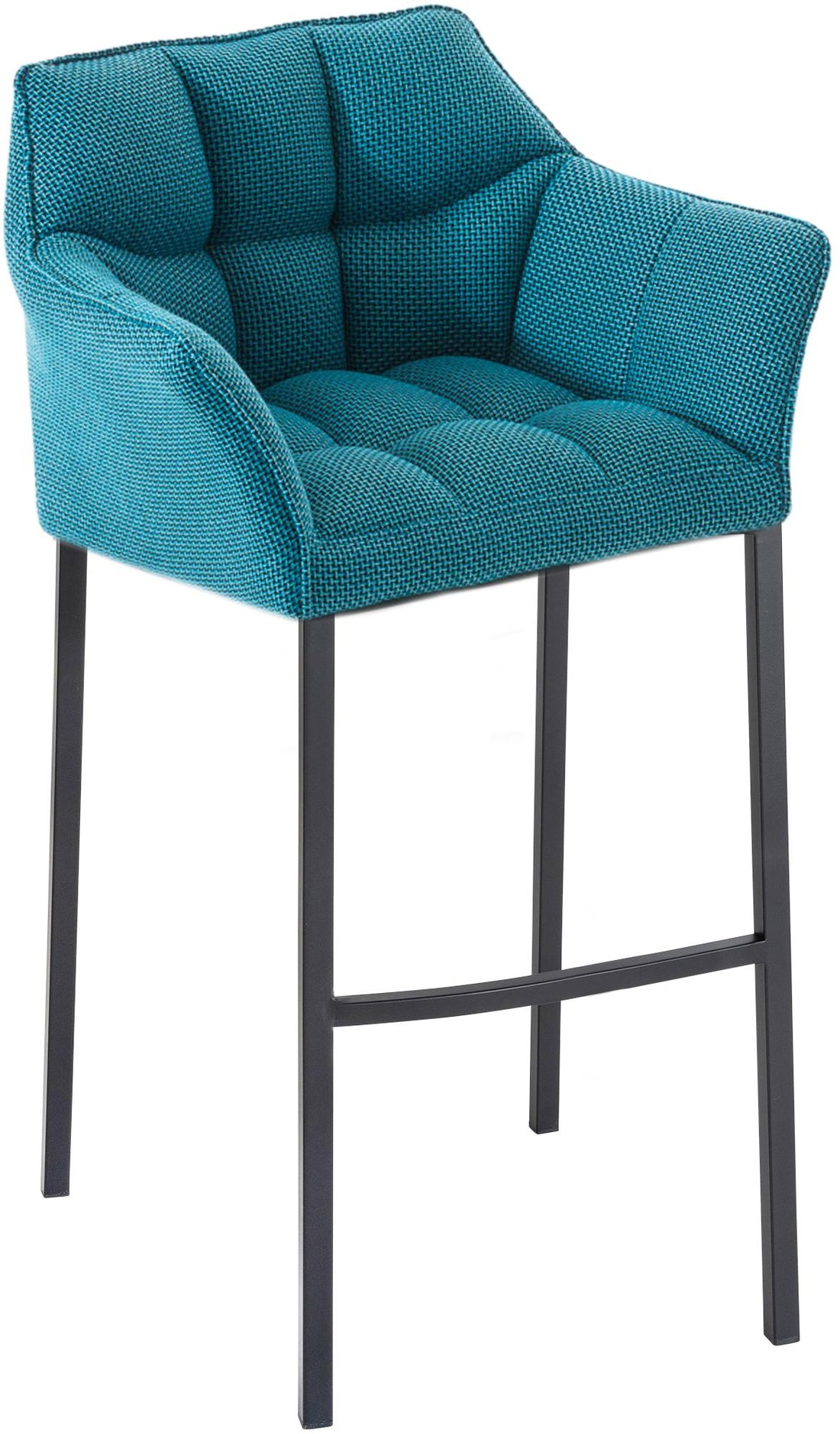 Barkruk - Comfortabele Barstoel, Modieuze Stoffen Bekleding, Roestvrijstalen Frame Kleur turquoise