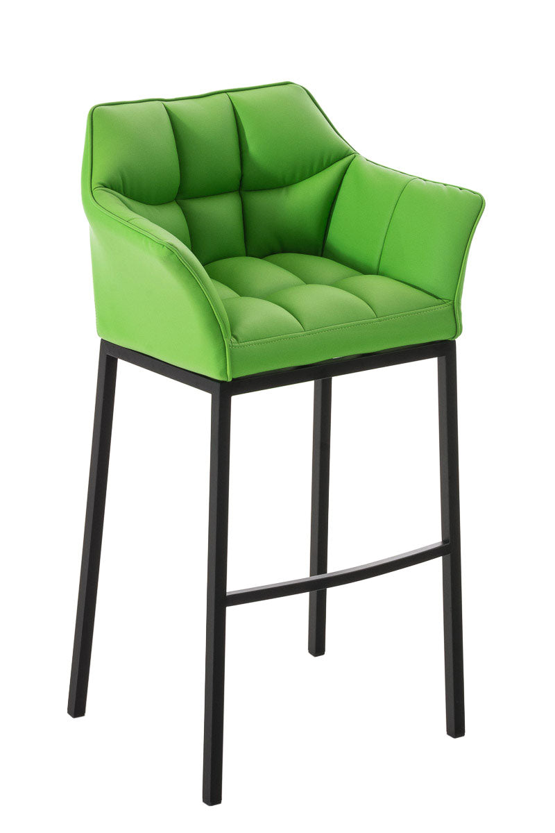 Barkruk DAMASO - Modieus & Comfortabel - Met Armleuningen, Groen/Zwart Kleur groen