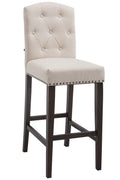 Elegante Barkruk - Rubberen Barstoel - Hoog Zitcomfort - Robuust Rubberhout Frame Onderstel Kleur antiek Kleur crème