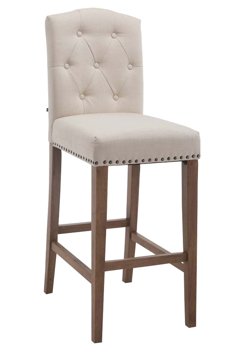Nobele Barkruk - Hoge Kruk - Maximale Zitcomfort, Stoffen Bekleding - Antiek & Licht Antiek Hout Kleur crème