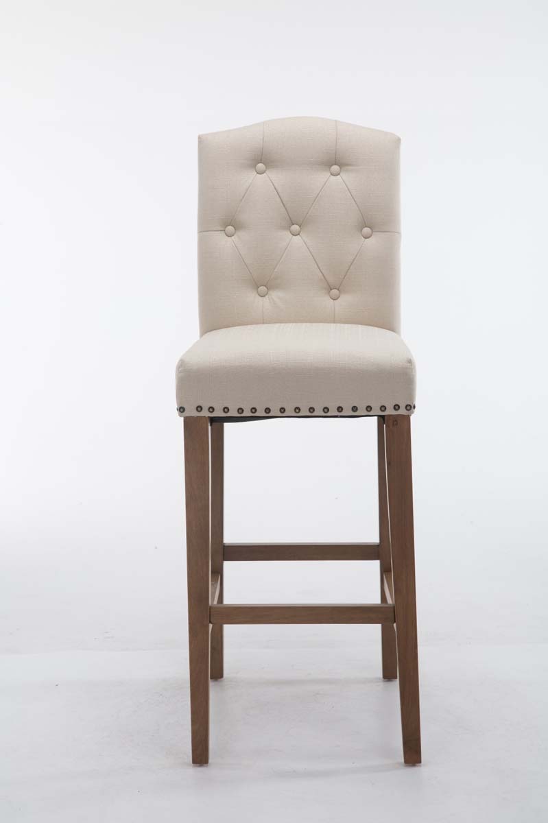 Nobele Barkruk - Hoge Kruk - Maximale Zitcomfort, Stoffen Bekleding - Antiek & Licht Antiek Hout Kleur crème