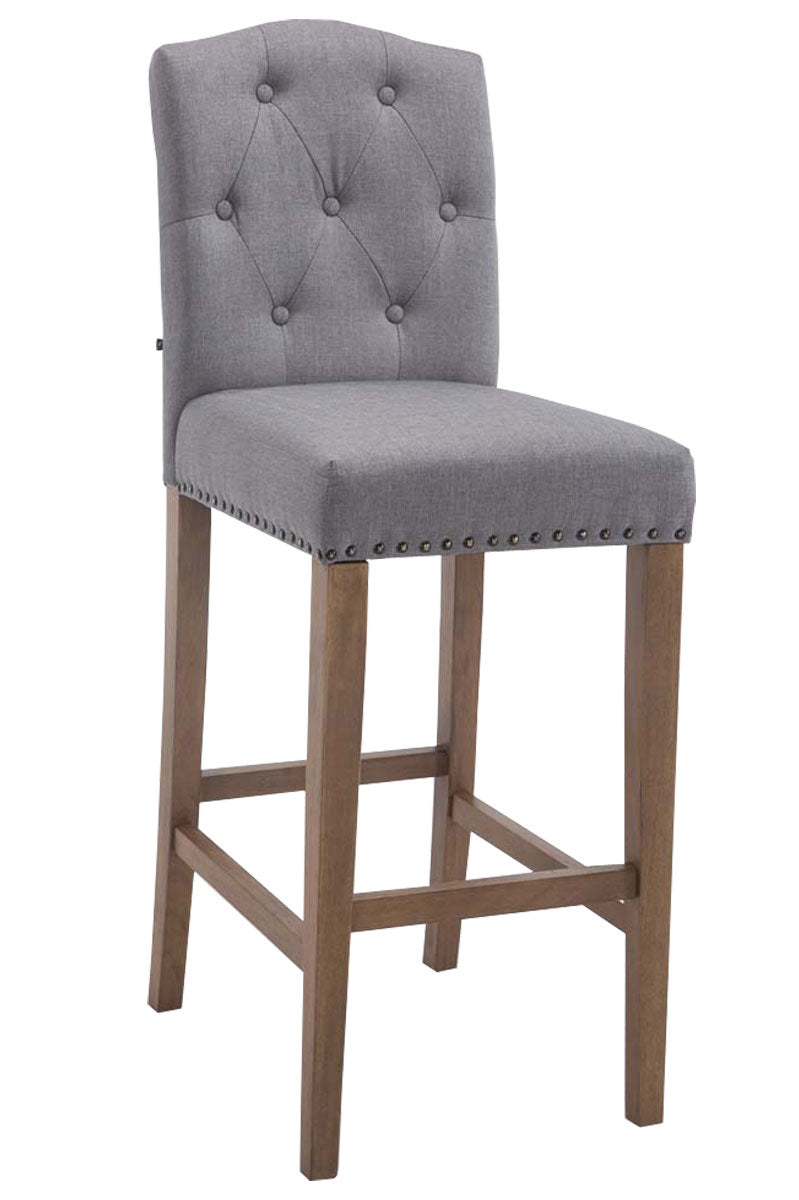 Elegante Barkruk - Rubberen Barstoel - Hoog Zitcomfort - Robuust Rubberhout Frame Onderstel Kleur antiek-helder Kleur lichtgrijs