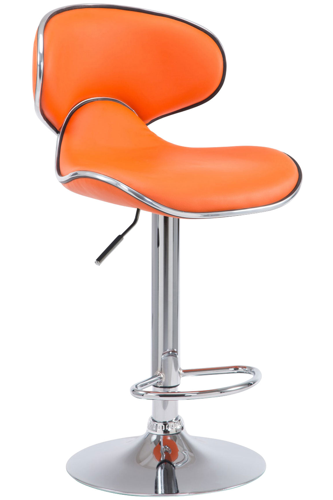 Moderne Barstoel - Kruk - Verstelbaar in Hoogte, Comfortabele Zitting met Voetsteun Kleur oranje Onderstel Kleur chroom