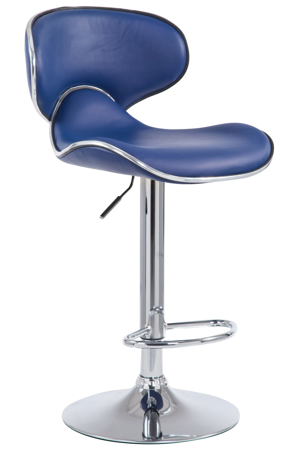 Moderne Barstoel - Kruk - Verstelbaar in Hoogte, Comfortabele Zitting met Voetsteun Kleur blauw Onderstel Kleur chroom