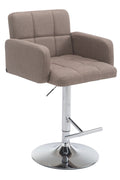 Design Barstoel Met Stoffen Bekleding - 360° Draaibaar - Hoogte Verstelbaar - Comfortabele Zit Kleur taupe Onderstel Kleur chroom