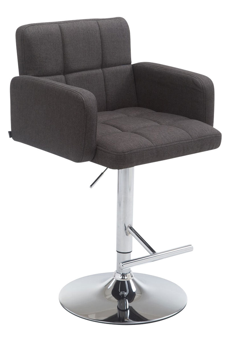 Design Barstoel Met Stoffen Bekleding - 360° Draaibaar - Hoogte Verstelbaar - Comfortabele Zit Kleur donkergrijs Onderstel Kleur chroom