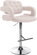 In hoogte verstelbare Barkruk - Kruk - Luxueus Comfort Kleur beige Onderstel Kleur chroom