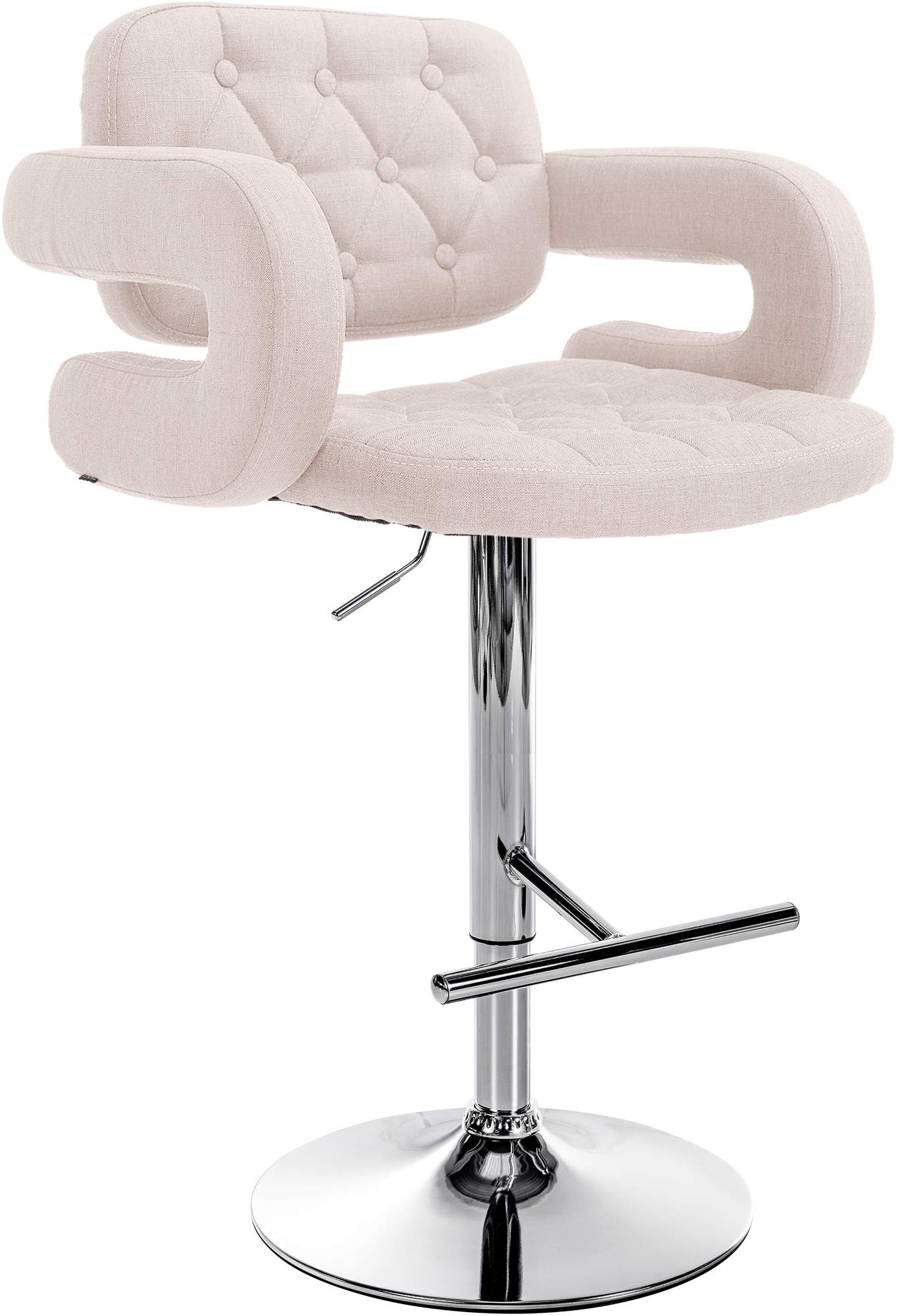 In hoogte verstelbare Barkruk - Kruk - Luxueus Comfort Kleur beige Onderstel Kleur chroom