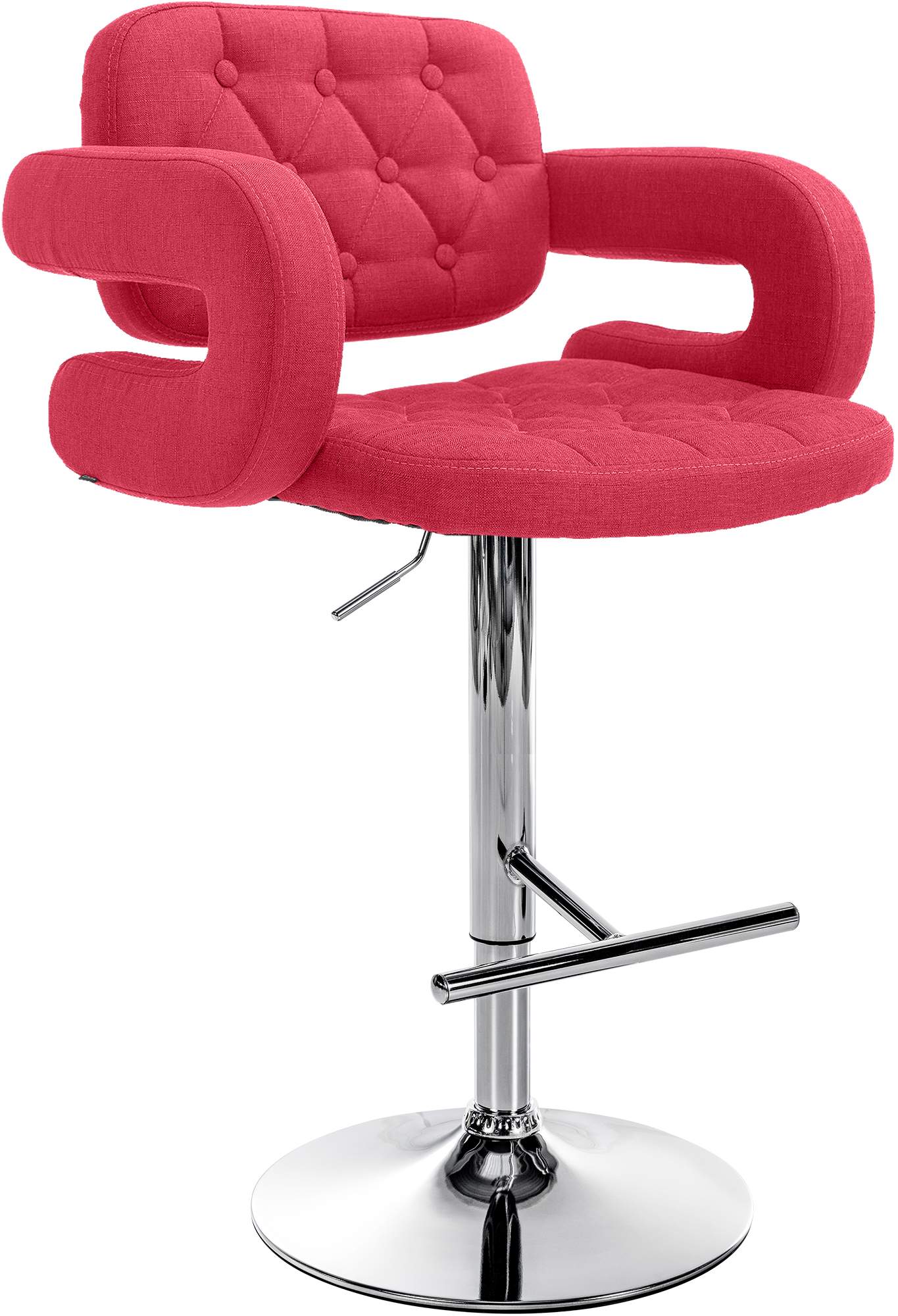 In hoogte verstelbare Barkruk - Kruk - Luxueus Comfort Kleur rood Onderstel Kleur chroom