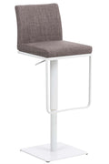 Barkruk, Verstelbare Kruk - Hoogte Verstelbaar - Comfortabele Zitting 100% Polyester Kleur grijs Onderstel Kleur wit