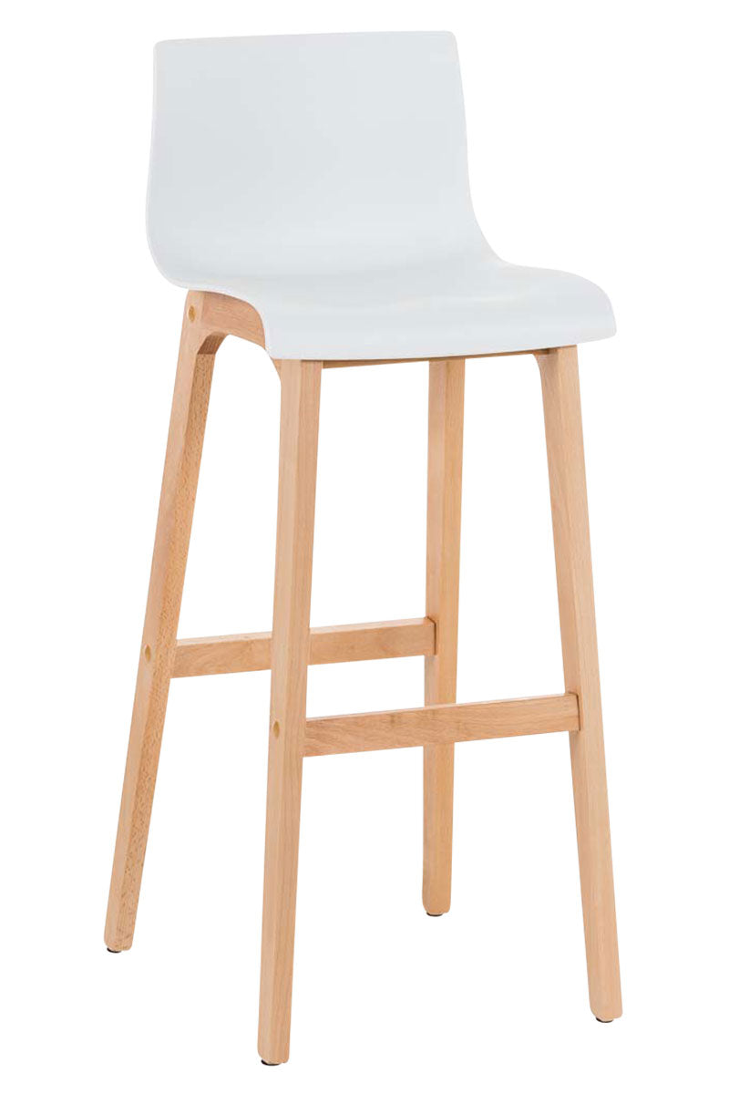 Barkruk - Hoge Kruk - Ergonomisch Zitcomfort, Polypropyleen & Beukenhout Kleur wit