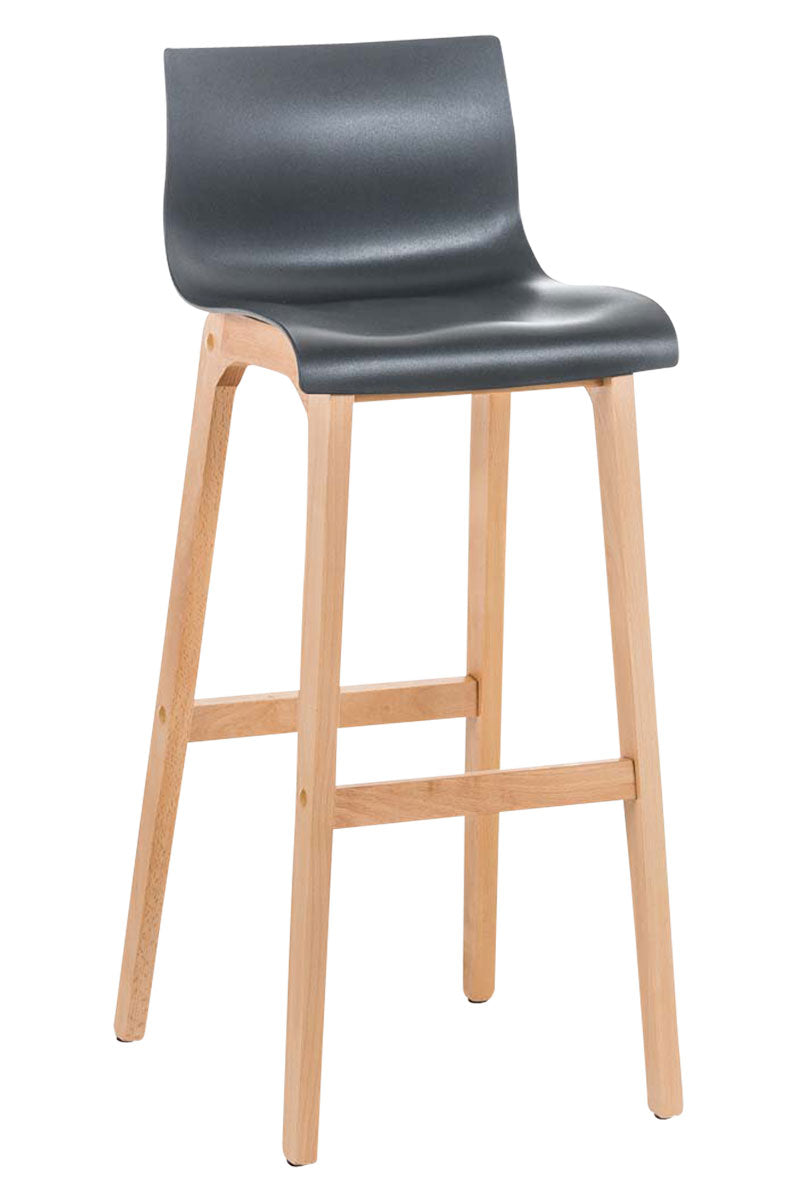 Barkruk - Hoge Kruk - Ergonomisch Zitcomfort, Polypropyleen & Beukenhout Kleur grijs