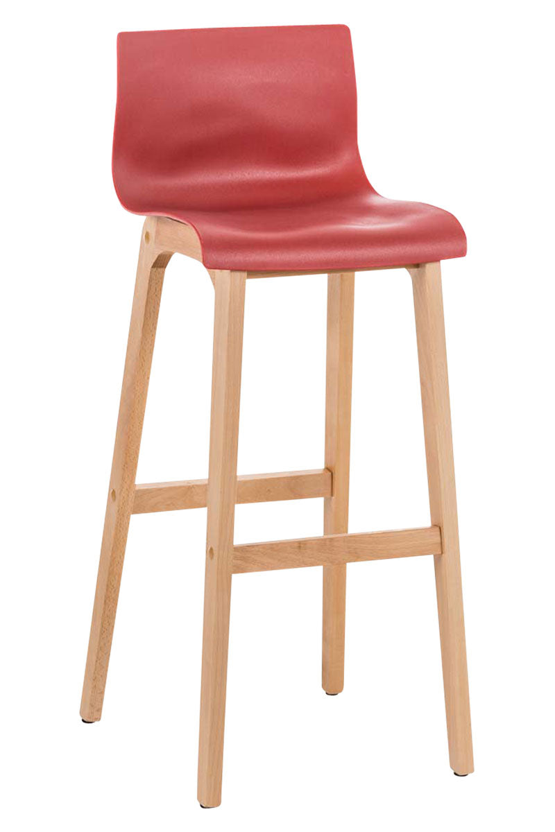 Barkruk - Hoge Kruk - Ergonomisch Zitcomfort, Polypropyleen & Beukenhout Kleur rood