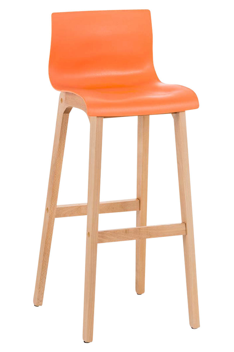 Barkruk - Hoge Kruk - Ergonomisch Zitcomfort, Polypropyleen & Beukenhout Kleur oranje