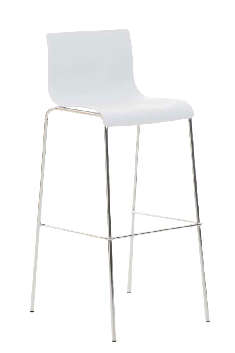 Moderne Barkruk - Chique Ontwerp - Comfortabele Ergonomische Zitting Kleur wit Onderstel Kleur chroom