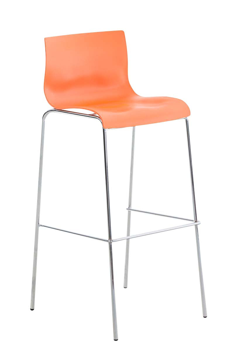 Moderne Barkruk - Chique Ontwerp - Comfortabele Ergonomische Zitting Kleur oranje Onderstel Kleur chroom