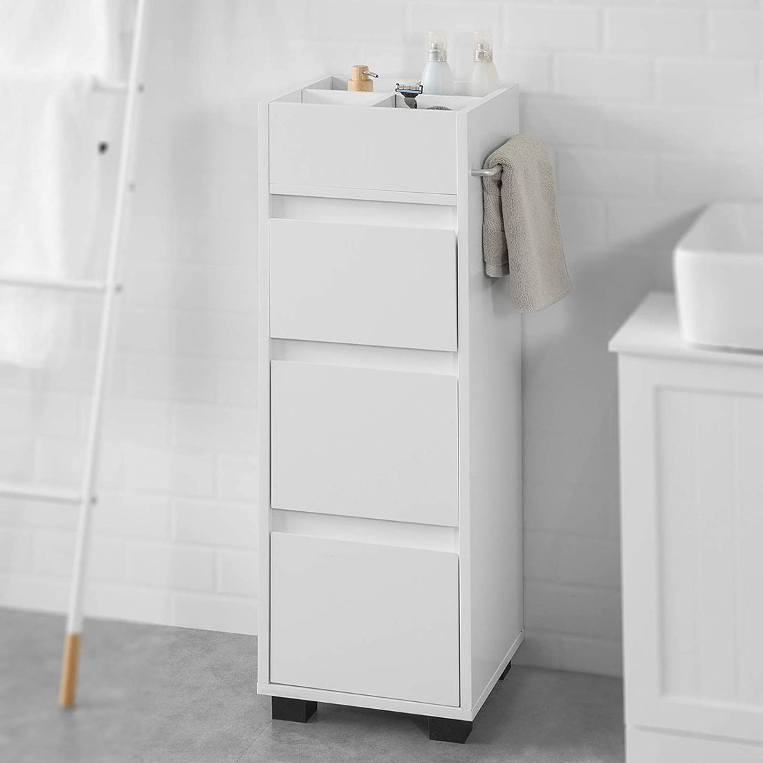 White Badkamer - Kast Badkamer - Opbergkast met 3 lades