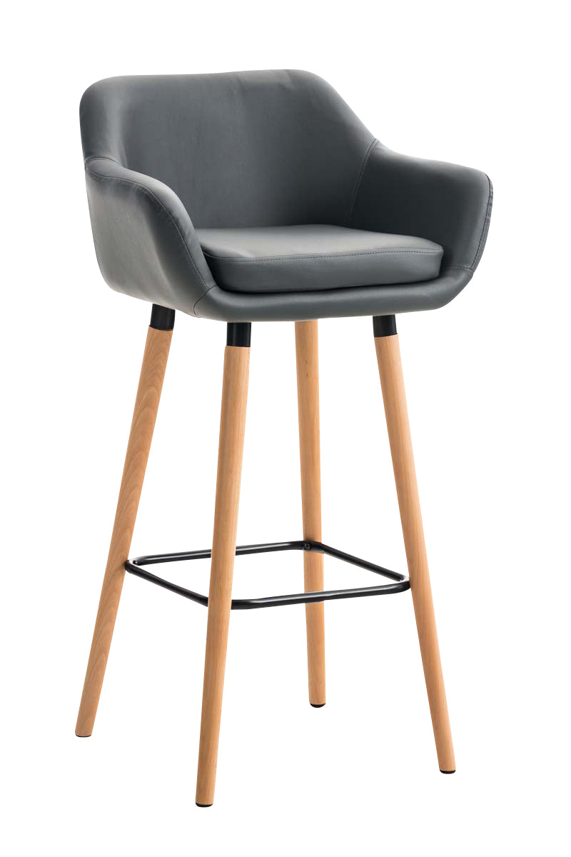 Barkruk - Fauteuilstijl - Urenlang Zitcomfort - Kunstleer - Grijs Kleur grijs