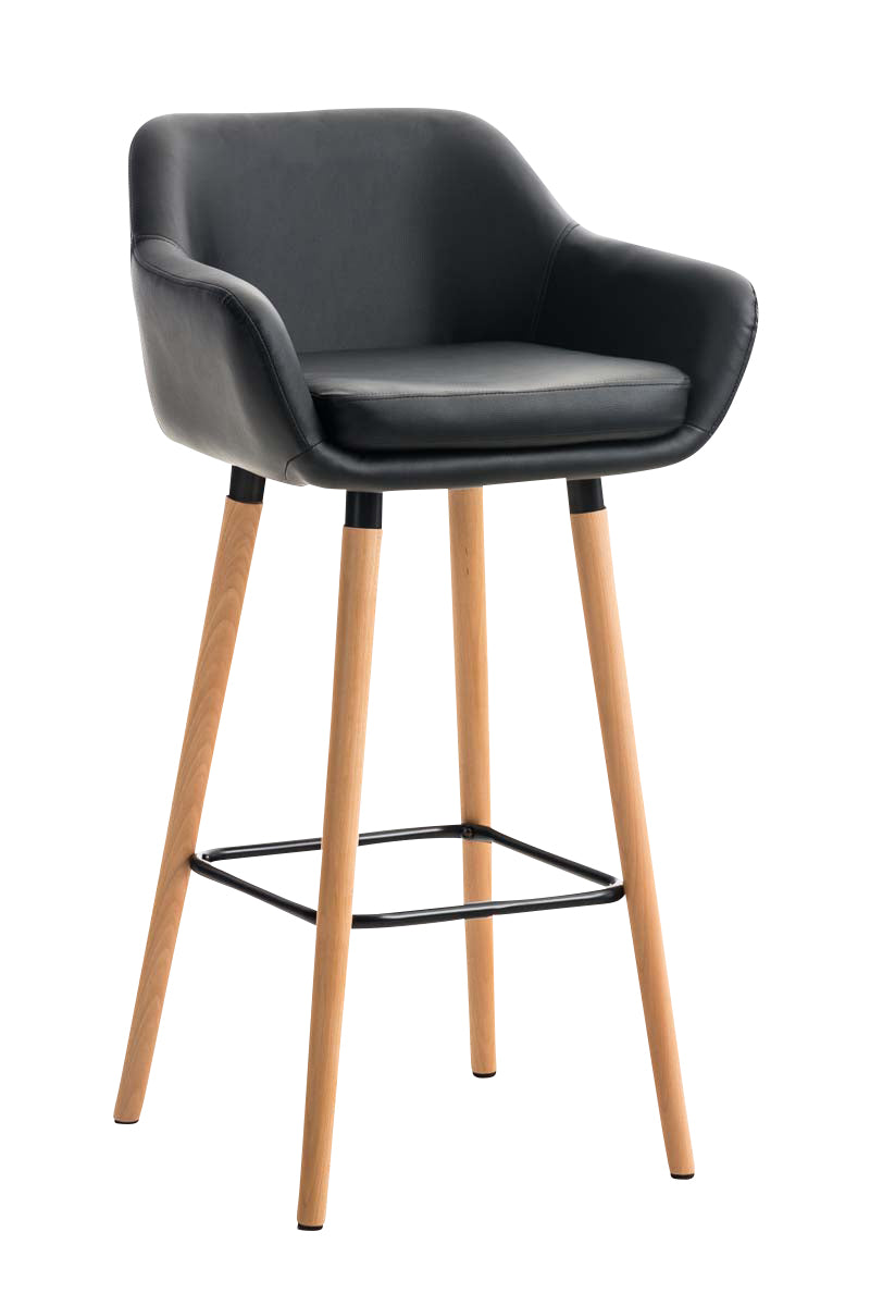 Barkruk - Hoge Stoel - Comfortabele Fauteuil met Kunstleer en Velcro Kussen Kleur zwart