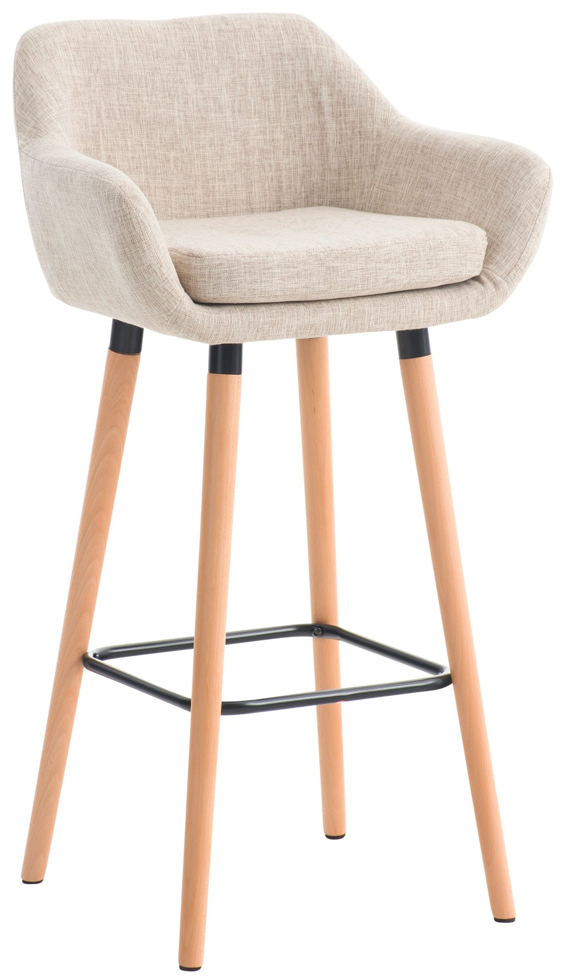 Moderne Barkruk - Hocker - Hoog Zitcomfort en Stijlvolle Stoffen Bekleding Kleur crème