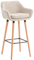 Moderne Barkruk - Hocker - Hoog Zitcomfort en Stijlvolle Stoffen Bekleding Kleur crème
