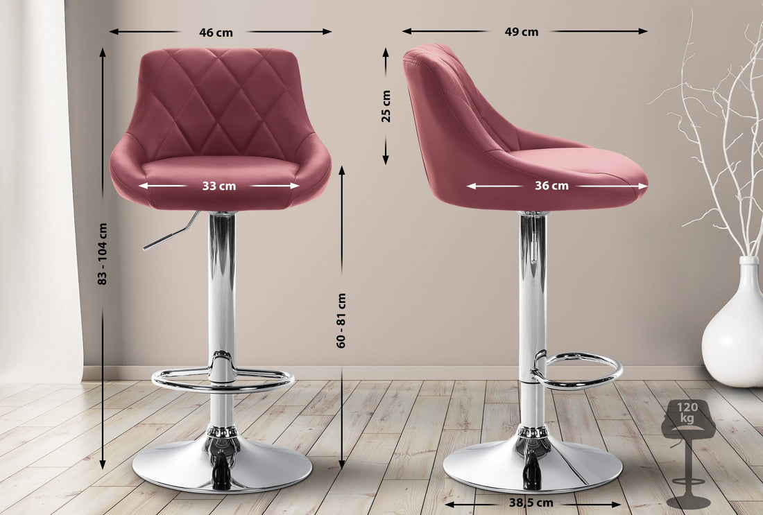 Barkruk Kunstleren kruk – In hoogte verstelbaar, 360° draaibaar – Optimaal zitcomfort Kleur bordeauxrood