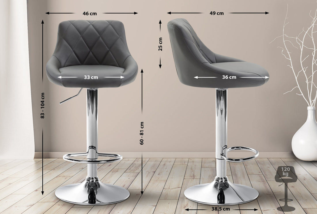 Barkruk - Barstoel - Kunstleer Bekleding, Verstelbare Hoogte, Stijlvol en Comfortabel Design Kleur grijs