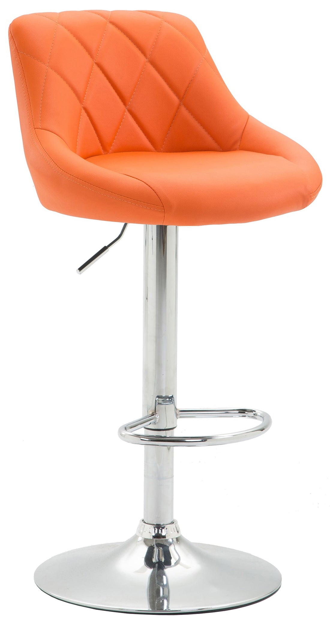 Stijlvolle barkruk, oranje kunstleren kruk, traploos verstelbaar, 360° draaibaar, extra zitcomfort Kleur oranje