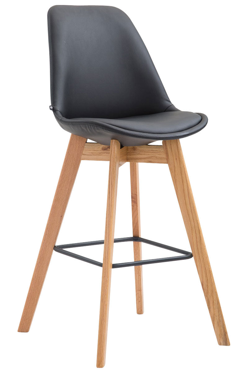 Originele Comfortabele Barkruk - Barstoel - Modern Design met Eikenhout Onderstel Kleur zwart Onderstel Kleur natuur