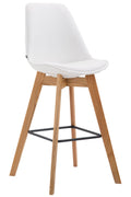 Originele Comfortabele Barkruk - Barstoel - Modern Design met Eikenhout Onderstel Kleur wit Onderstel Kleur natuur