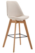 Barkruk - Gezellige Kruk - Moderne Design & Comfort - Ideaal voor Keuken of Bar Kleur crème Onderstel Kleur natuur