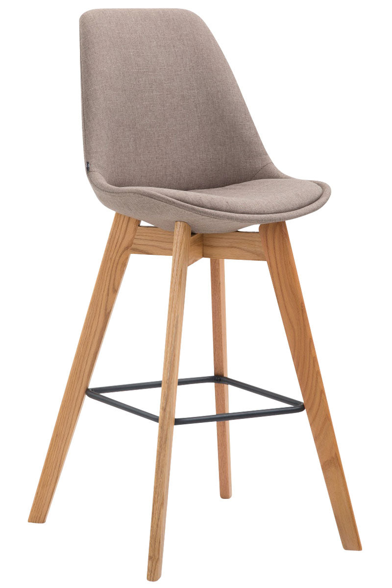Barkruk - Gezellige Kruk - Moderne Design & Comfort - Ideaal voor Keuken of Bar Kleur taupe Onderstel Kleur natuur