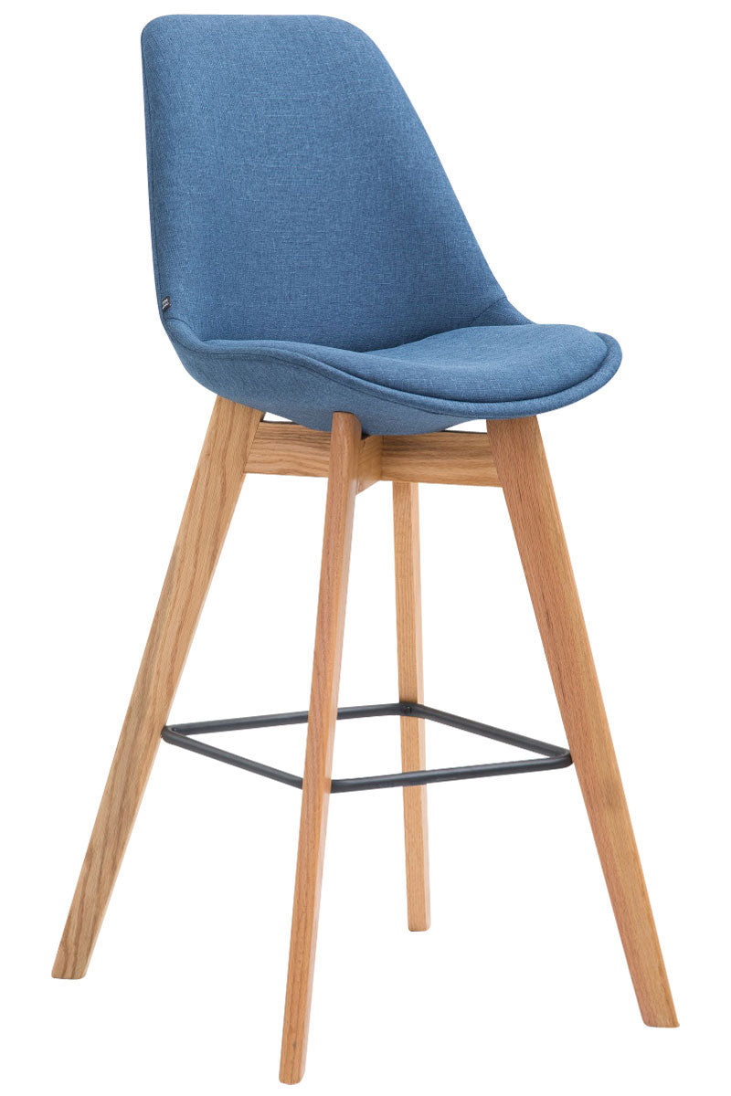 Barkruk - Gezellige Kruk - Moderne Design & Comfort - Ideaal voor Keuken of Bar Kleur blauw Onderstel Kleur natuur