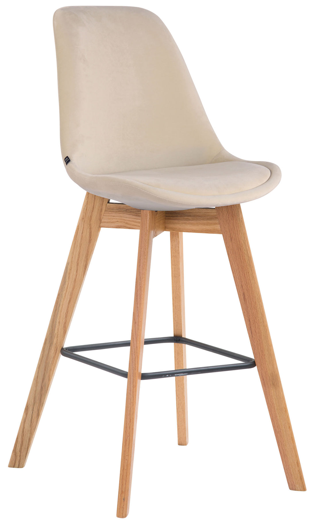 Fluwelen Barkruk - Hoge Stoel - Moderne Elegantie & Comfort voor Thuis of Bar Kleur crème Onderstel Kleur natuur