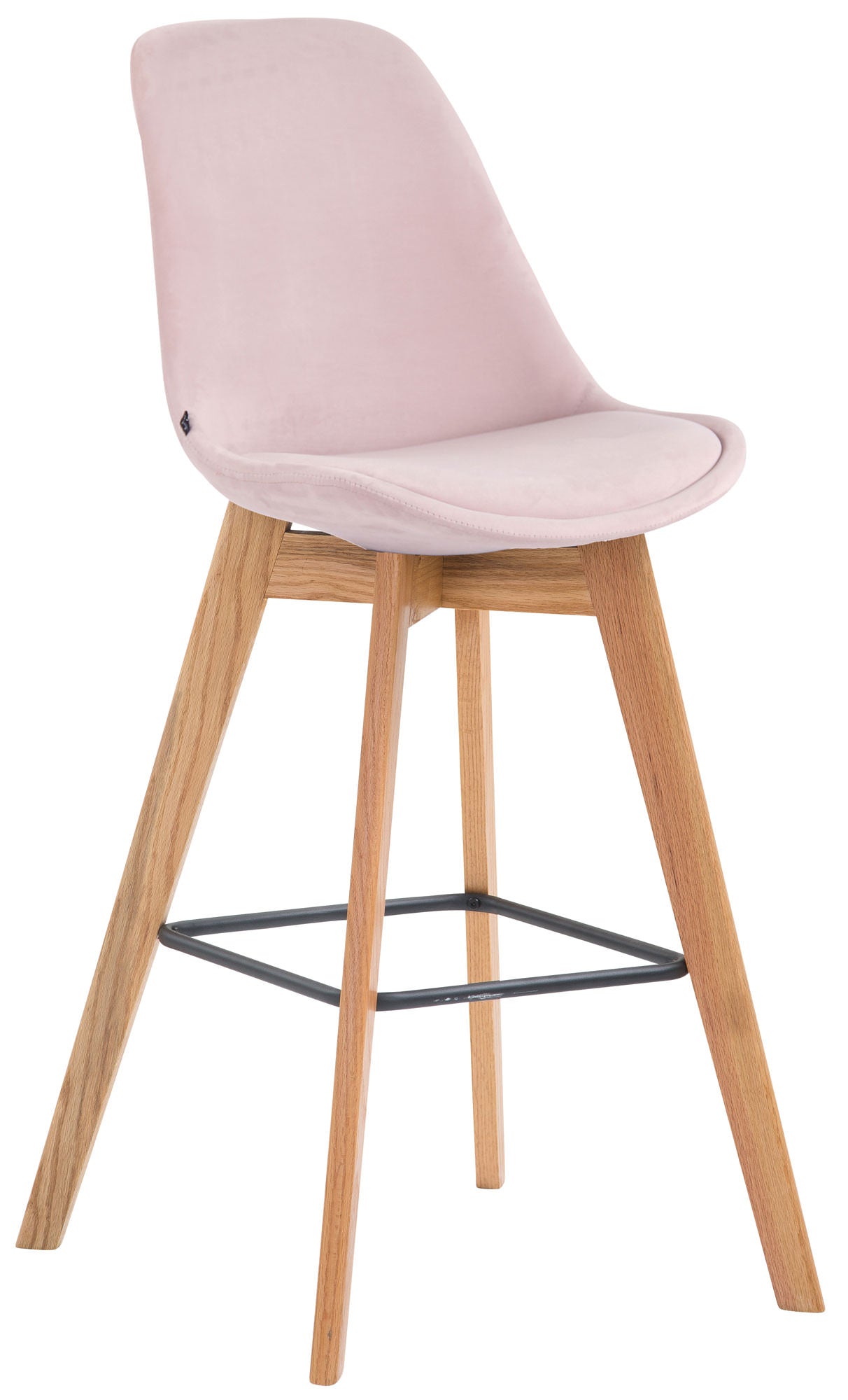 Fluwelen Barkruk - Hoge Stoel - Moderne Elegantie & Comfort voor Thuis of Bar Kleur roze Onderstel Kleur natuur