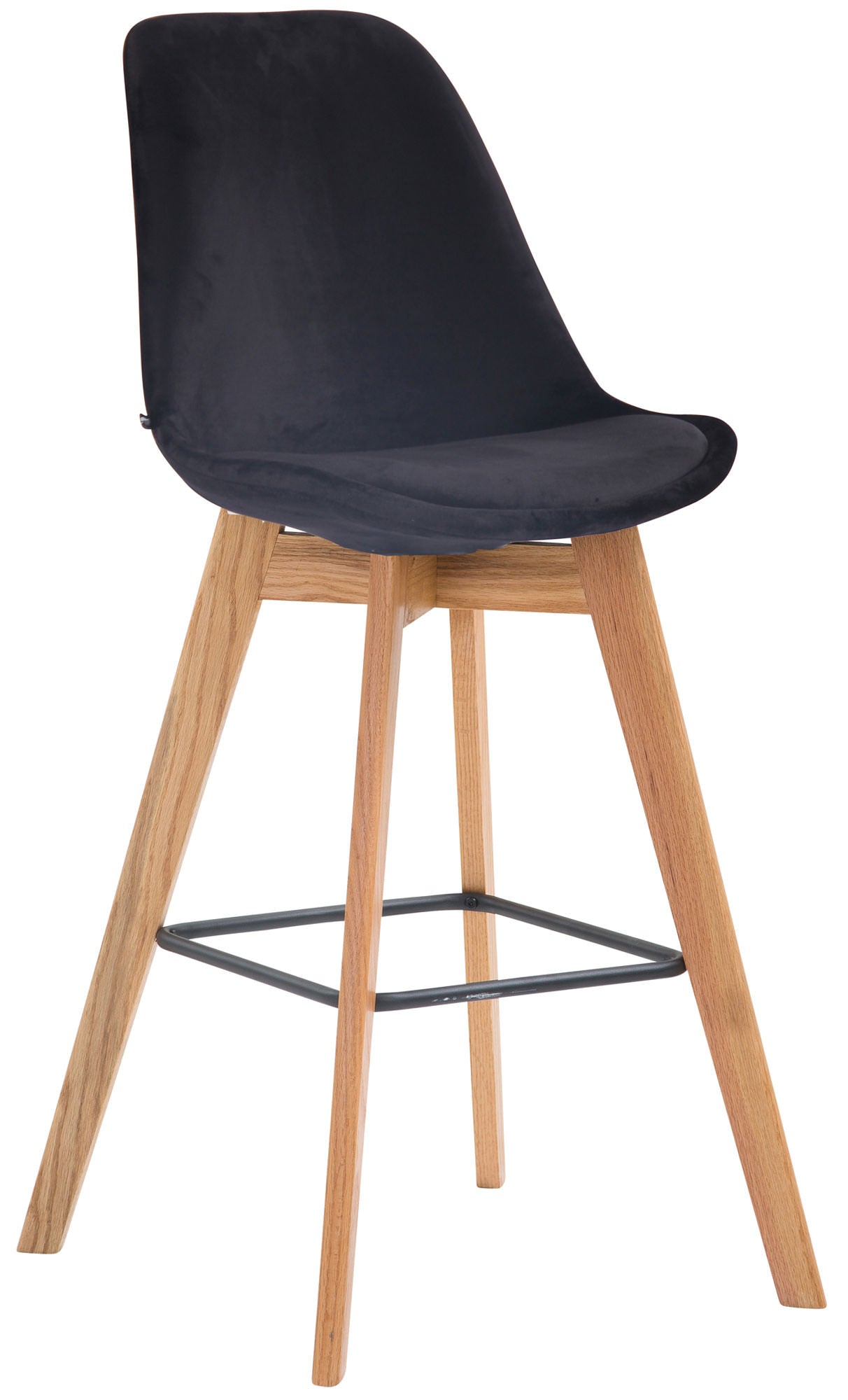 Fluwelen Barkruk - Hoge Stoel - Moderne Elegantie & Comfort voor Thuis of Bar Kleur zwart Onderstel Kleur natuur