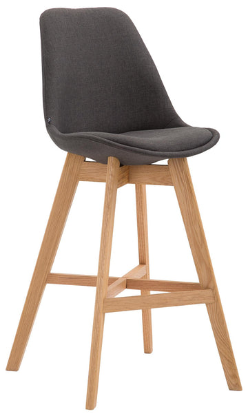 Barkruk met Stoffen Bekleding - Poef - Hoog zitcomfort - Eikenhouten Onderstel Kleur donkergrijs Onderstel Kleur natuur