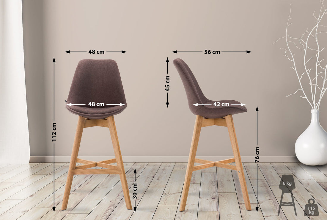 Design Barkruk - Hoge Kruk - Uitstekend Zitcomfort Kleur bruin