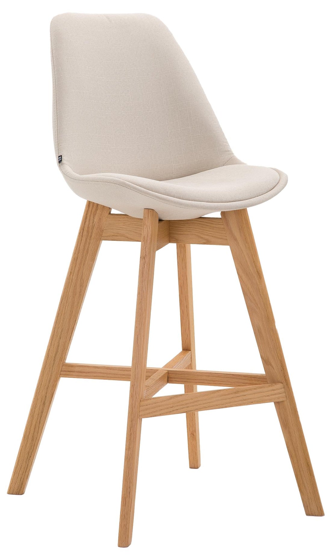 Barkruk met Stoffen Bekleding - Poef - Hoog zitcomfort - Eikenhouten Onderstel Kleur donkergrijs Onderstel Kleur natuur
