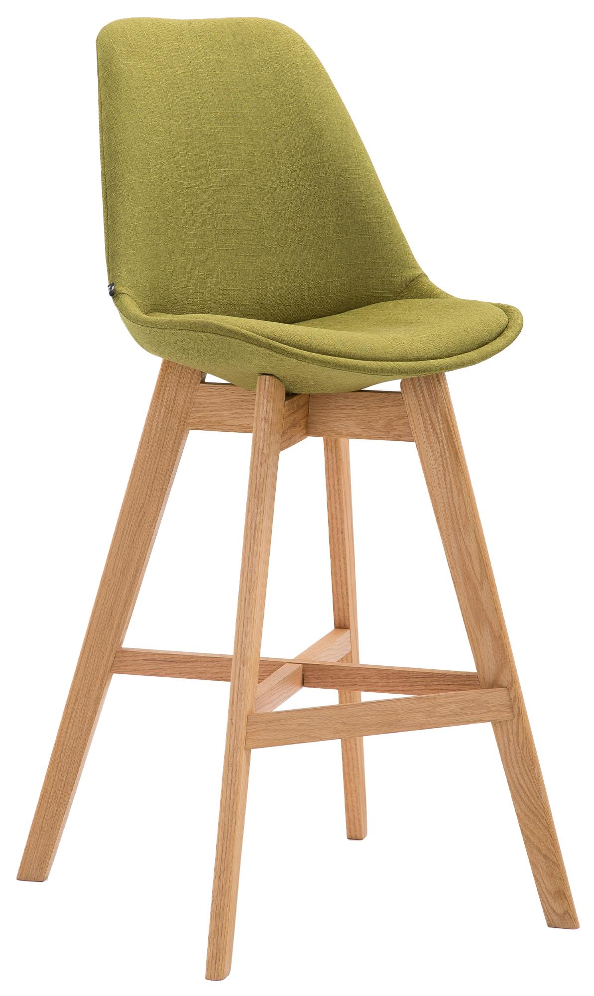 Barkruk met Stoffen Bekleding - Poef - Hoog zitcomfort - Eikenhouten Onderstel Kleur groen Onderstel Kleur natuur